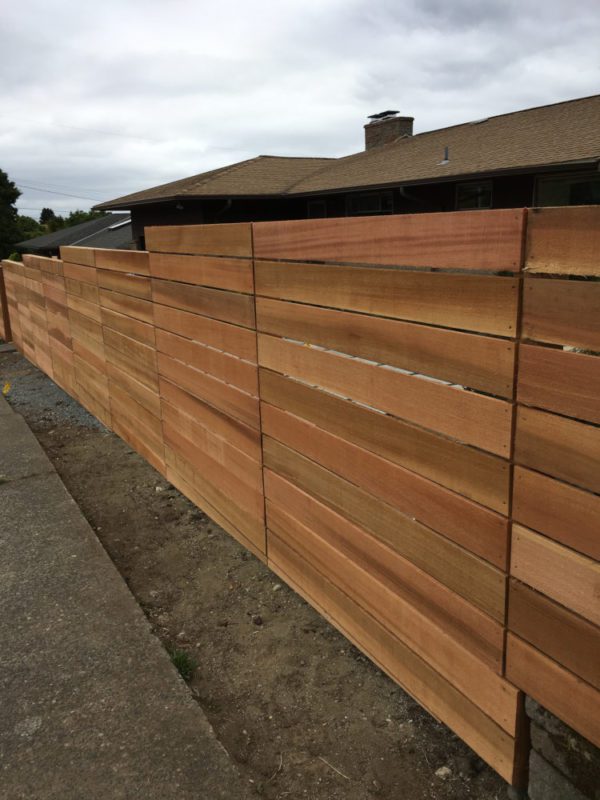 Lynnwood Washington Home With Horizontal Cedar Slat Fence Sky Fence Company, Inc. Top Fence