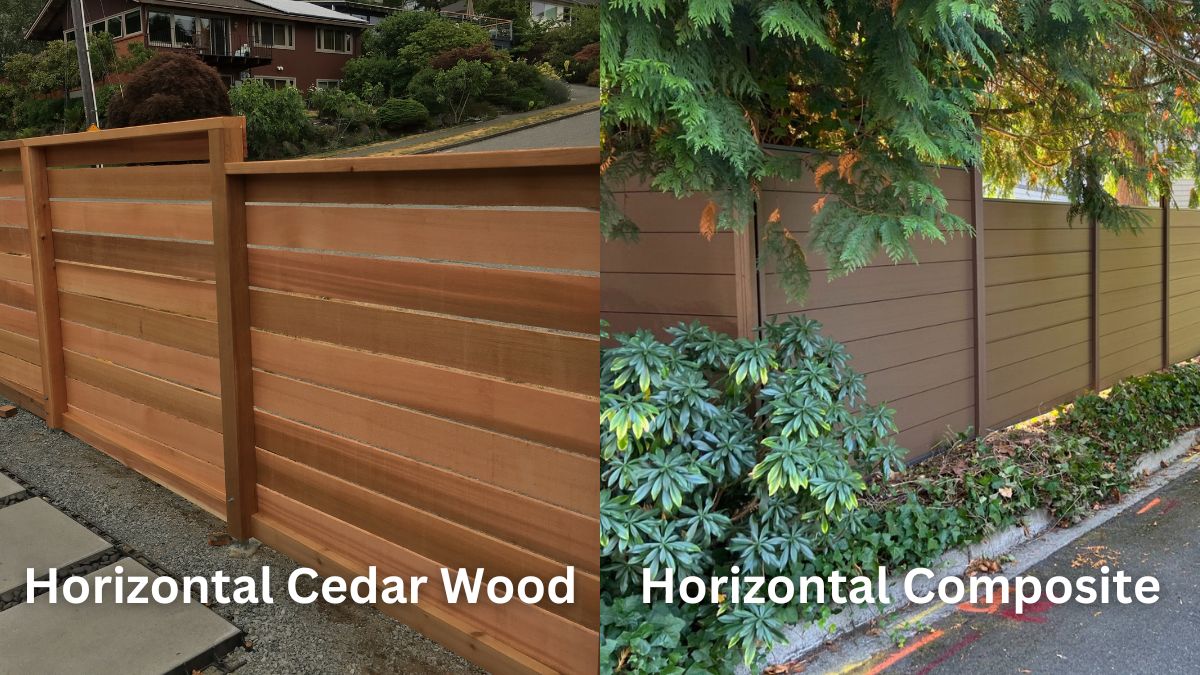 Horizontal Cedar Wood And Composite Fence
