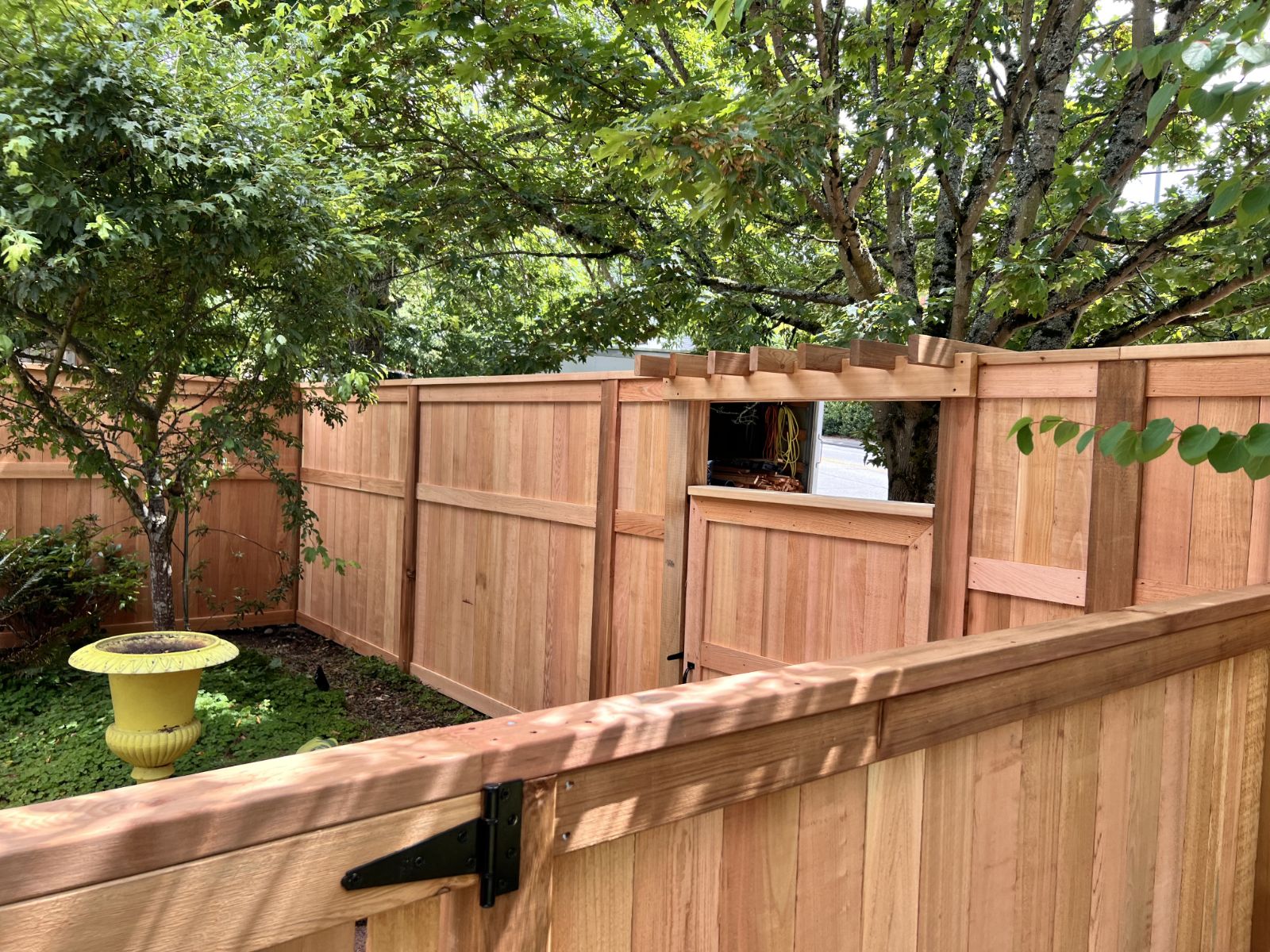 View looking down over wood soundproof fence