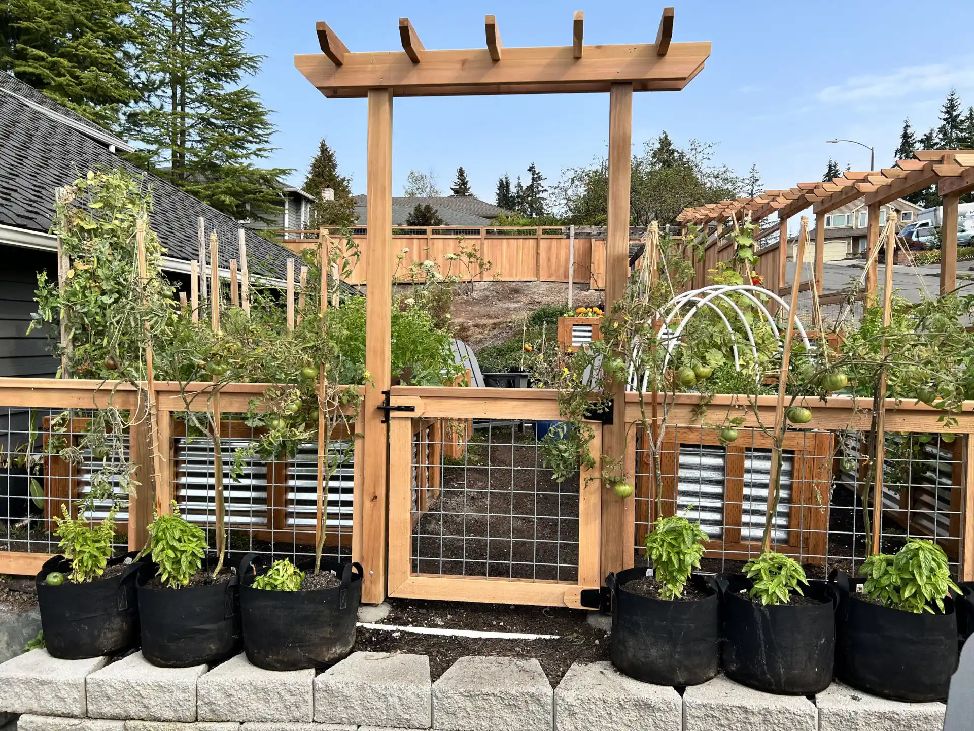 Cedar Fences with Wire Mesh