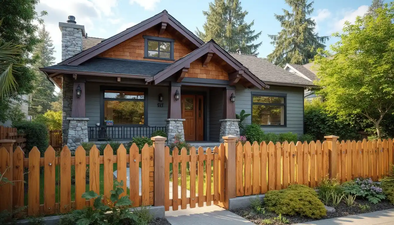 Seattle craftsman style home with cedar Picket Fence