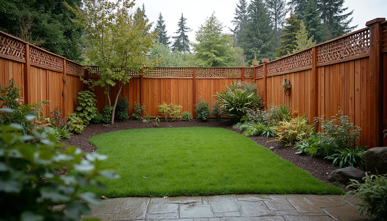 decorative wooden and bamboo screen panels installed between two fences